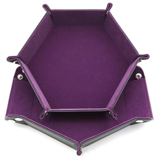Kisangel 1 Piece Hexagon Jewelry Tray - Purple PU Game Tray for Board Game Tokens Entertainment Accessories - Trinket Dish for Rings, Necklaces, Earrings