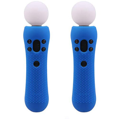 2 pcs Silicone Rubber Cover Anti-Slip Protective Skin Case for PS VR Move PS Move Motion Controller Blue