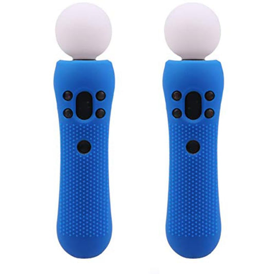 2 pcs Silicone Rubber Cover Anti-Slip Protective Skin Case for PS VR Move PS Move Motion Controller Blue