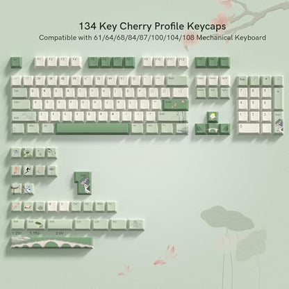 dagaladoo Matcha Green PBT keycaps Set,Cherry Profile Key caps | Retro dye-sublimation Keyboard keycaps,Custom keycaps for cherry-mx full size Retro Mechanical Keyboard,Spring Tea,134keys - color: Spring Tea Green