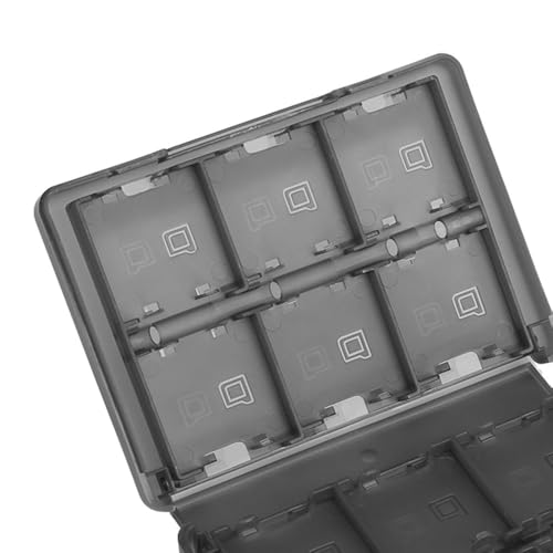 28-in-1 PP Game Card Case Holder - for Nintendo 3DS/DSL/DSI/LL, Cartridge Storage Box with 22 Slots + SD/TF Card Holders + Stylus Organizer(Black) - color: Black