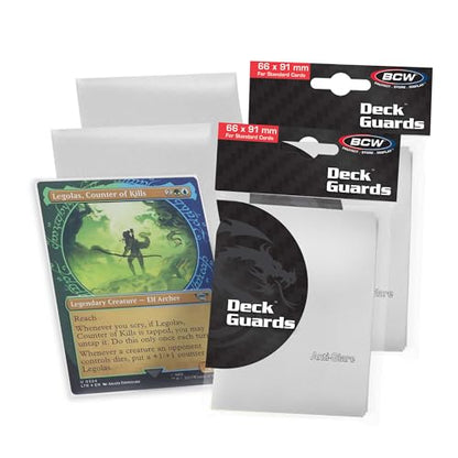 BCW Deck Guard - Double Matte White Card Sleeves | Acid-Free, Archival-Safe, No PVC | Anti-Glare Matte Finish | Fits Standard 2½" x 3½" Game Cards | Durable Deck Protector Sleeves | 100 Ct