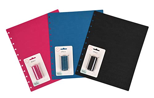 Talia Discbound Notbook - Cover and Disc Set (Set 3 (3pk), Letter Set) - Black, Blue, 90's Pink - color: Set 3 (3pk), size: Letter Set