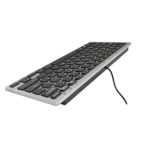 iKKEGOL Mini USB Slim Wired 78 Key Small Super Thin Compact Keyboard for Desktop Laptop PC Win 7 Mac (Black with Silver) - color: Silver + Black
