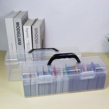 Plastic Trading Card Storage Box, Toploader Baseball Football Sports Card Storage Case with Handle, Clear Playing Card Holder, Holds Up to 200 Toploaders 750 Cards, Fit for Toploader and Standard Card - style: 1 Pack