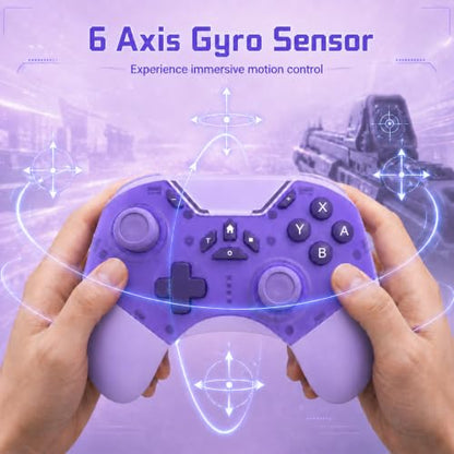 aghi Bluetooth Phone Controller with Hall Effect Joysticks and Phone Clip | Wireless Gamepad for iPhone/Android/TV/PC/Steam/Switch 1/2, with Lock Speed, Macro, 6-Axis Gyro, Vibration, Turbo, Purple - color: Purple