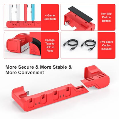 Switch Charging Dock - Mario Red Edition & Switch Model Joycon, Charges up to 6 Joycons with Game Card Storage Stand - color: Mario Red Edition