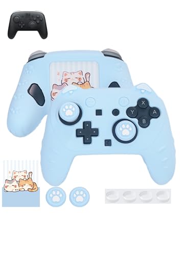 Case for Nintendo Switch 2 Pro Controller,UYRUREL Premium Sillence Material,Shock-Absorbing and Anti Drop Protection Soft Shell,with Stickers and Thumb Grips,Blue. - color: Blue