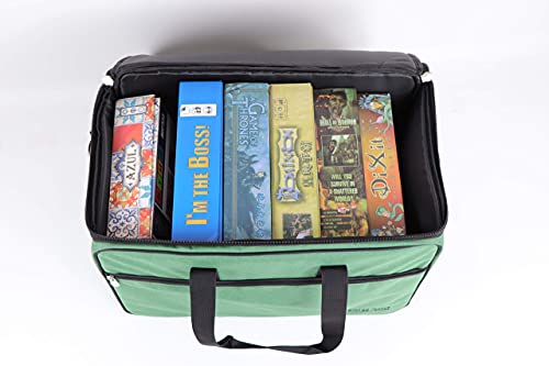 Board Game Bag, [Backpack/Shoulder Strap/Luggage Slip] | Padded Board Game Carrier (Fern Green)