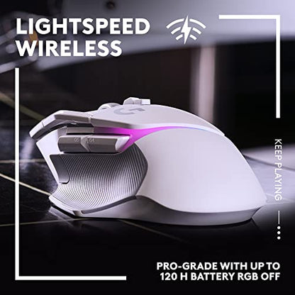 Logitech G502 X Plus Wireless RGB Gaming Mouse - White | Optical Switches, LIGHTSYNC RGB, 13 Buttons, Infinite Scroll, <130 Hr Battery, USB-C, POWERPLAY Charging, PC/Mac Compatible - color: White, style: Wireless