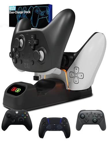 Orzly Controller Charger Stand for Google Stadia Works as Dock for All Type C Controllers (Jet Black)