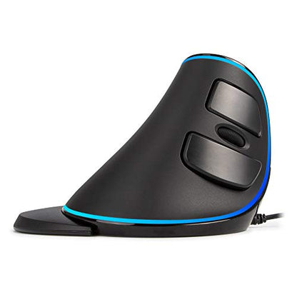 DELUX Wired Ergonomic Vertical Mouse, Ergonomic Mouse for Large Hands, Blue LED Backlit, Up to 12800 DPI, Removable Wrist Rest, 6 Programmable Buttons, Silent Click, Compatible with Laptop/PC (M618PU) - color: Wired with single light