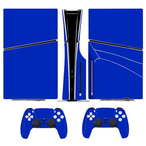 Solid Color Skin Wrap Compatible with PS5 Slim Disc Edition (Blue) | Console Cover Protective Sticker, Game Controller Vinyl Wrap - color: Blue