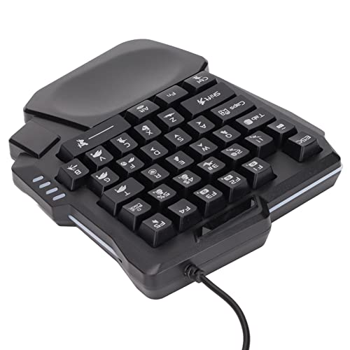 One-Handed Mechanical Gaming Keyboard,35 Keys Waterproof Professional Gaming Keypad,with 3 Color Backlight, Single Handed Keyboard for Computer Mobile Games