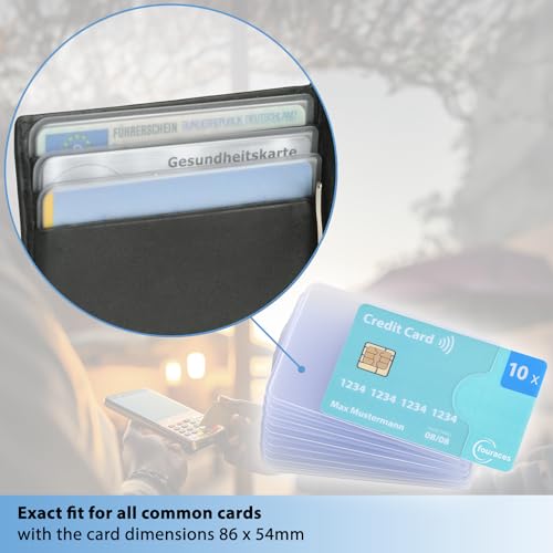 credit card sleeves - 10-pack - sturdy transparent plastic sleeve - protector for cards, protection