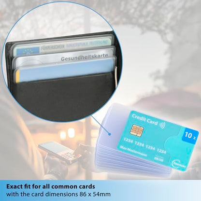 credit card sleeves - 10-pack - sturdy transparent plastic sleeve - protector for cards, protection