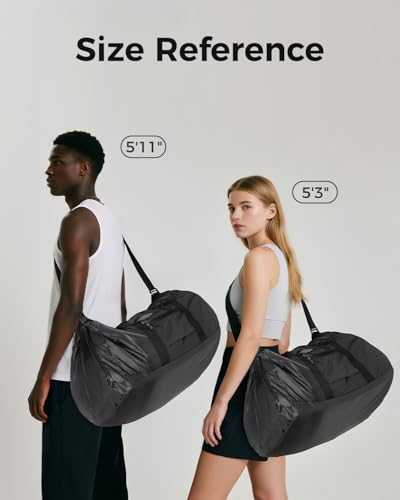 pack all 65L Foldable Travel Duffel Bag, Shoe Compartment Weekender Bag | Ultralight, Packable, Water Resistant, Tear Resistant Nylon, Detachable Strap, Luggage Sleeve, For Travel, Camping, Black - color: Black, size: 65L