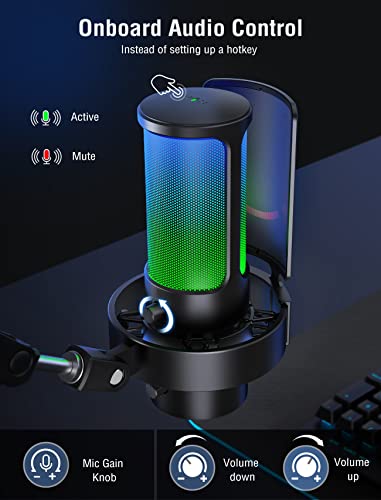 FIFINE USB Gaming Headset and PC Computer Microphone,Over-Ear Wired Streaming Headset with 3.5mm Jack,7.1 Surround Sound,Control Box,for PS5/Xbox/Switch,RGB Condenser Desktop Mic for Mac(H9P+A8 Plus)