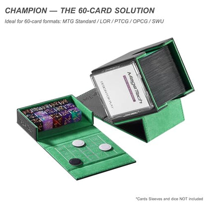 Mage Tech Adventurer [Champion] 60-Card Solution - Avatar Holder + Pocket Dice Box with Life Tracker - Rugged, Expandable - MTG Standard/LOR/PTCG - Black/Green - color: 2. Veil (Black/Green), style: 3. Champion[60-card solution]