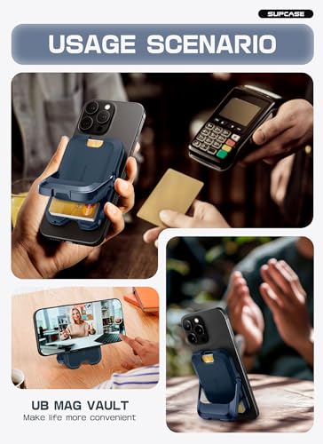 SUPCASE for MagSafe Wallet with Stand, Magnetic Wallet for Men Women, [Hold 6 Cards] [RFID Blocking] [Strong Magnetic Lock] Phone Stand Card Holder for iPhone 17/16/15/14/13/12 Series, Midnight Blue - color: Midnight Blue