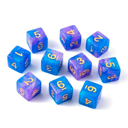 10 Pieces Polyhedral D6 Dice Set, 6 Sided Dice 16mm Square Edge Dice for RPG MTG DND Table Games (Pink Blue) - color: Pink Blue