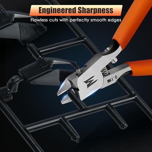 Ultimate Model Nippers, Ultra-thin Single Blade Flush Cutter for Gundam & Resin & Plastic Models, Cr-V Steel with Non-Stick Coating, Ergonomic Non-slip Grip (Professional Grade)