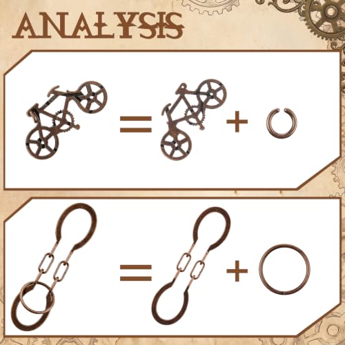 2 Pcs Metal Brain Teaser Puzzle for Adult Teen,Bicycle Horseshoe Chain | 3D Logic Puzzle Set, Iq Education Challenge Toy, Unlock Interlocking Puzzle Gift, Brain Puzzles for Family Classroom - style: Bicycle Horseshoe Chain