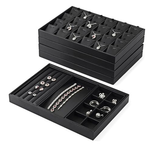 Oirlv Black Leather Watch Organizer Tray for Desktop Display | Smooth leather surface, 13.78×9.45×1.97in, large capacity, ideal for watch storage, desktop display & jewelry showcase - style: P01709