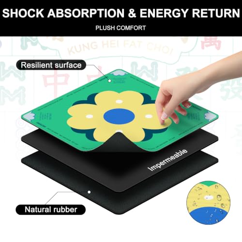 Mahjong Mat for Table with Rules, 31.5" x 31.5" Noise Reduction Non Slip Waterproof Mah Jong Table Mat with Carrying Bag, Suitable for Mahjong, Poker, Board Games, Dominoes, and Card Games(Green) - color: Green