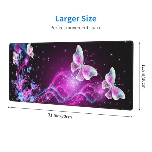 Butterfly Mouse Pad XL Large Mousepad Non Slip Rubber Base Desk Mat for Laptop Computer Gaming 31.5" X 12" - color: Butterfly