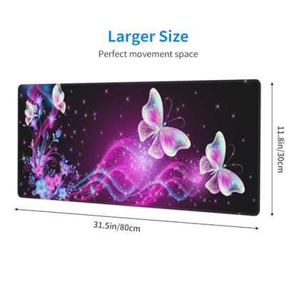 Butterfly Mouse Pad XL Large Mousepad Non Slip Rubber Base Desk Mat for Laptop Computer Gaming 31.5" X 12" - color: Butterfly