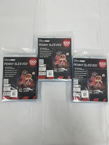 Ultra PRO Penny Sleeves, Clear Trading Card Sleeves, Standard Size 2.5 x 3.5 Inch, 1000 Count Pack, 3 Pack Bundle