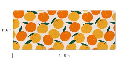 Large Gaming Mouse Pad with Stitched Edges, Desk Mat Extended Keyboard Pad, Non-Slip Rubber Base Desk Pad for Laptop, Office, Home, 31.5X11.8 inch Mandarins Oranges Summer Fruits - color: Mandarins Oranges Summer Fruits