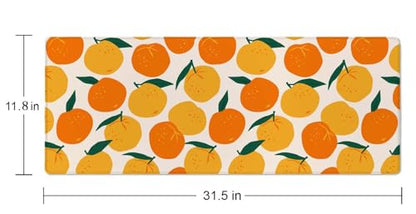 Large Gaming Mouse Pad with Stitched Edges, Desk Mat Extended Keyboard Pad, Non-Slip Rubber Base Desk Pad for Laptop, Office, Home, 31.5X11.8 inch Mandarins Oranges Summer Fruits - color: Mandarins Oranges Summer Fruits