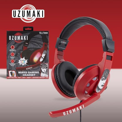 Uzumaki Gaming Headset with Mic, Wired Headphones, Microphone, LED Lights | Uzumaki wired gaming headset, mic, LED lights, padded over-ear comfort, enhanced audio, PC gaming setup. - color: Uzumaki