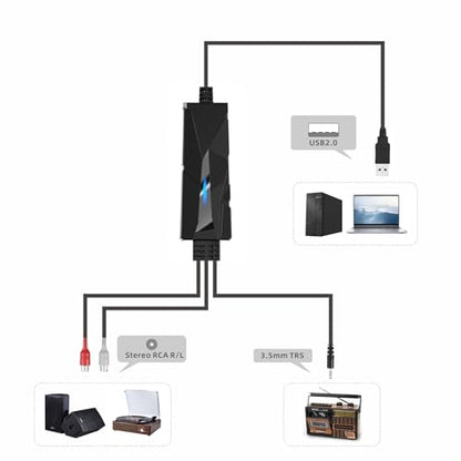 DigitalLife AuralynX USB Audio Capture Device | Convert Cassette Tapes to MP3, RCA & 3.5mm Input, Compatible with Windows,Mac & Linux,for Content Creator & Educator(4-Pack) - size: 4-Pack/AuralynA