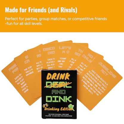 On-Court Pickleball Card Game – Drink & Dink – 25 Fun & Chaotic Challenge Cards for Competitive, Laugh-Out-Loud Pickleball Drinking Matches - color: Orange