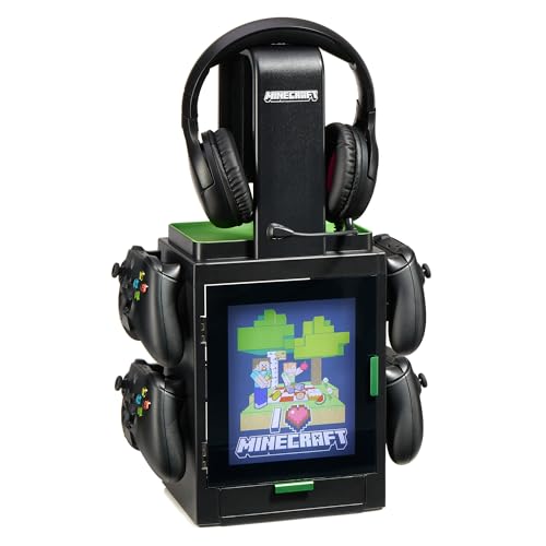 Numskull Official Minecraft LED Light Gaming Locker, Controller Holder & Headset Stand for PS4/PS5 & Xbox Series X|S - Multiple LED Lighting Settings - Official Minecraft Merchandise - color: Minecraft LED