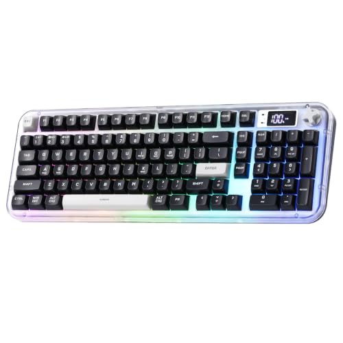 K98 Pro Wireless Keyboard,Tri-Mode Silent Bluetooth Keyboard | Membrane Keyboard TFT Screen, Volume Knob & Number Pad, RGB Backlit Creamy Mechanical Feel Keyboard for PC Game/Office(Black) - color: Black