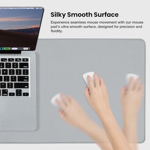 ALOANES Non-Slip Extended Mouse Pad Office&Home Desk Mat Stitched Edge | Light Gray Large Waterproof Mousepad for Keyboard, Computer Game 27.6"x11.8"x0.12" - color: Light Gray, size: 27.6L x 11.8W inches