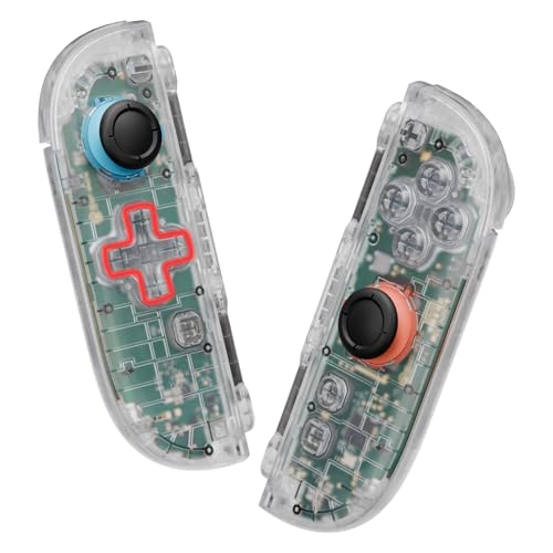 eXtremeRate DIY Replacement Shell (D-Pad Ver) Buttons for Joycon 2, Custom Full Set Housing + Decorative Strips + Middle Bracket + Buttons for Nintendo Switch 2 Controller - Deluxe Version - Clear - color: Clear
