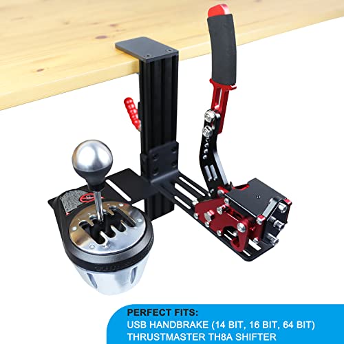 Racing Sim Shifter & Handbrake Desk Mount Clamp Compatible with Logitech G Driving Force, Thrustmaster TH8A, TH8S, TSSH, USB Handbrake (14/16/64 Bit) & G29/920/923, T248/300/500 Wheels (ONLY Clamp)