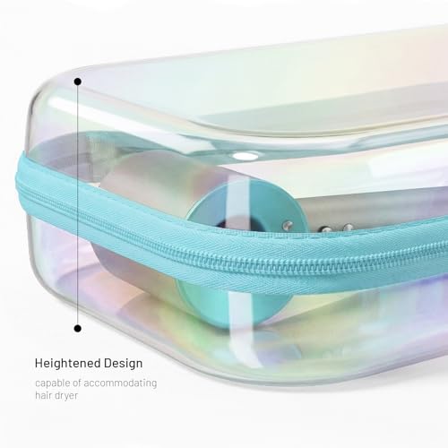Clear Hard Shell Organizer Cases, 2 Pack | Iridescent PET shell with water-resistant, scratch-resistant surface for travel, toiletries, electronics and daily essentials - color: Blue
