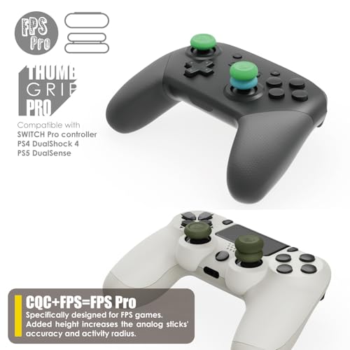 Skull & Co. Skin, CQC and FPS Thumb Grip Set Joystick Cap Analog Stick Cap for Nintendo Switch Pro Controller & PS4 / Slim/Pro Controller- Neon Green, 3 Pairs(6pcs) - color: Neon Green, size: Concave-6pcs