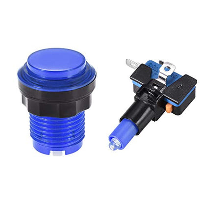 uxcell Game Push Button 33.5mm Round 12V LED Illuminated Push Button Switch with Micro Switch for Arcade Video Games Blue 6pcs - color: Blue