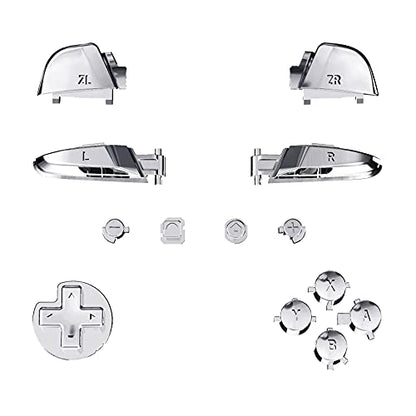 eXtremeRate Chrome Silver Repair ABXY D-pad ZR ZL L R Keys for Nintendo Switch Pro Controller, Glossy DIY Replacement Full Set Buttons with Tools for Nintendo Switch Pro - Controller NOT Included - color: Chrome Silver