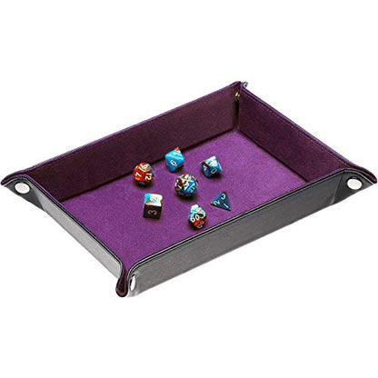 Dice Holder and Tray - Double Sided PU Leather and Velvet Folding Tray for Dice Gaming and Other Table Games (Purple) - color: Purple