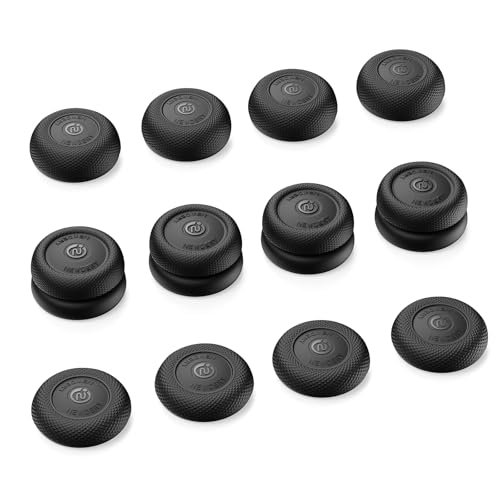 NEWDERY Thumb Grips for PS5/PS4 Controllers | 3 Height Options for Enhanced Precision & Control, Anti-Slip Silicone Caps, Compatible with PS5/PS4 Controllers, Black, 12PCS