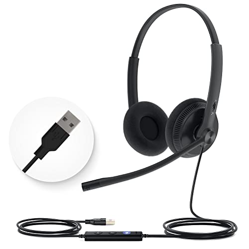 Yealink UH34 Lite Wired Headset,USB-A, Noise Canceling Mic,in-Line Controls | Stereo Headphones,Teams/Zoom Certified, Plug & Play for PC/Laptop/IP Phone, Call Center, Office, Online Meeting, Ultra Light