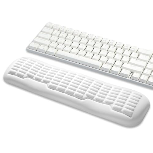 UnivoColors Memory Foam Keyboard Wrist Rest,Latest 3.0 Wave Curve Design,High-Resilience Memory Foam Non-Slip Base,Fits Compact Keyboards,Ideal for Work and Gaming(Ivory) - color: Ivory, style: Compact Keyboard Wrist Rest